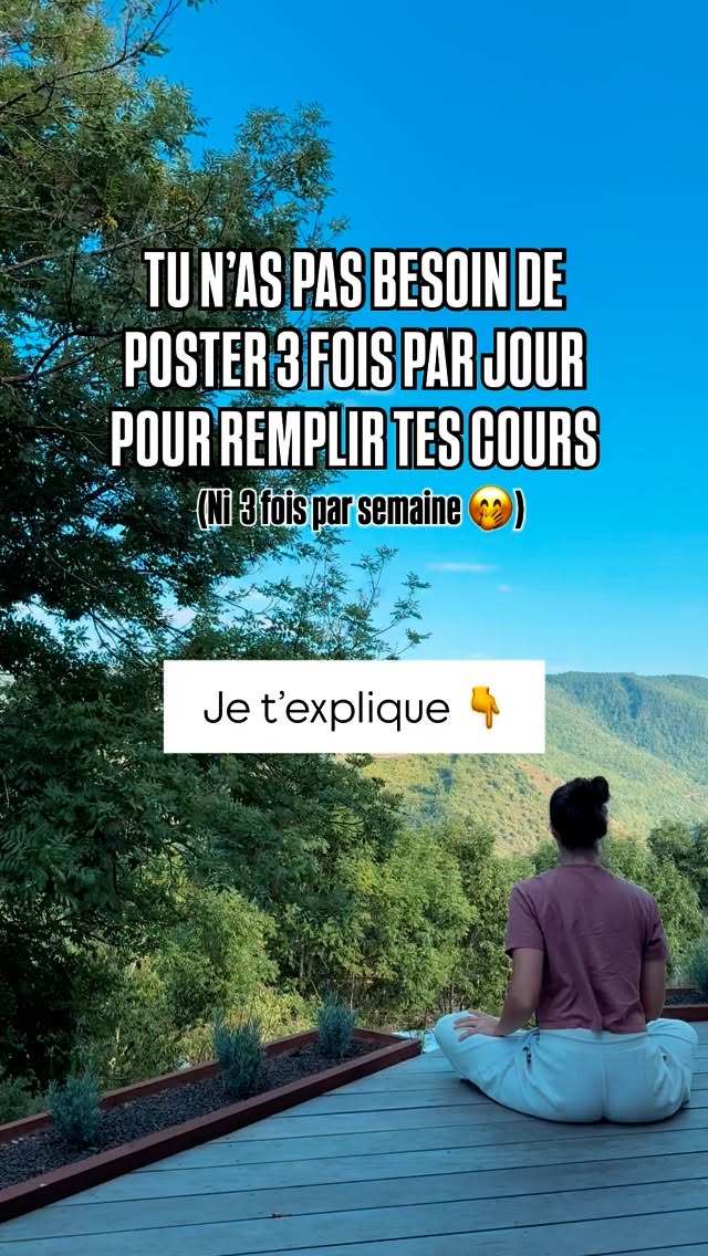 Prof de yoga c’est la rentrée ! No stress… pas besoin de se transformer en star des Instagram ☺️ 

Tes élèves ne s’inscrivent pas à un cours parce que tu as posté une jolie photo, une posture impressionnante ou une citation inspirante.
Ils s’inscrivent parce que : ✨ Ton offre est claire, simple et visible (quoi, où, quand, combien). ✨ Tu es visible localement, là où ils vivent : bouche-à-oreille, Google My Business, partenariats…
Et surtout :
✨ Ton enseignement leur apporte une vraie progression (ils reviennent parce qu’ils avancent avec toi).

Ton job, ce n’est pas de devenir créateur·rice de contenu à plein temps.
 👉 Ton job, c’est d’enseigner le yoga. Et d’ancrer ton activité dans le réel.

Créer une communauté cela prend du temps ! Concentre-toi sur ton enseignement c’est grâce à ta pédagogie et non ta photo Instagram que les élèves reviennent 😉

💛 plein de belles énergies pour cette reprise ✨

#profdeyoga #yogabusiness #yogafrance #formationyoga #yogaangers